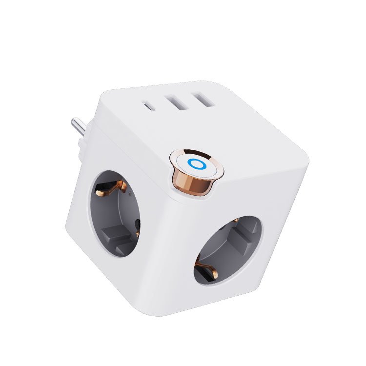 2023 New Arrival European Power Cube Universal EU Plug USB and Type C wall chargers Adapters with colorful switch