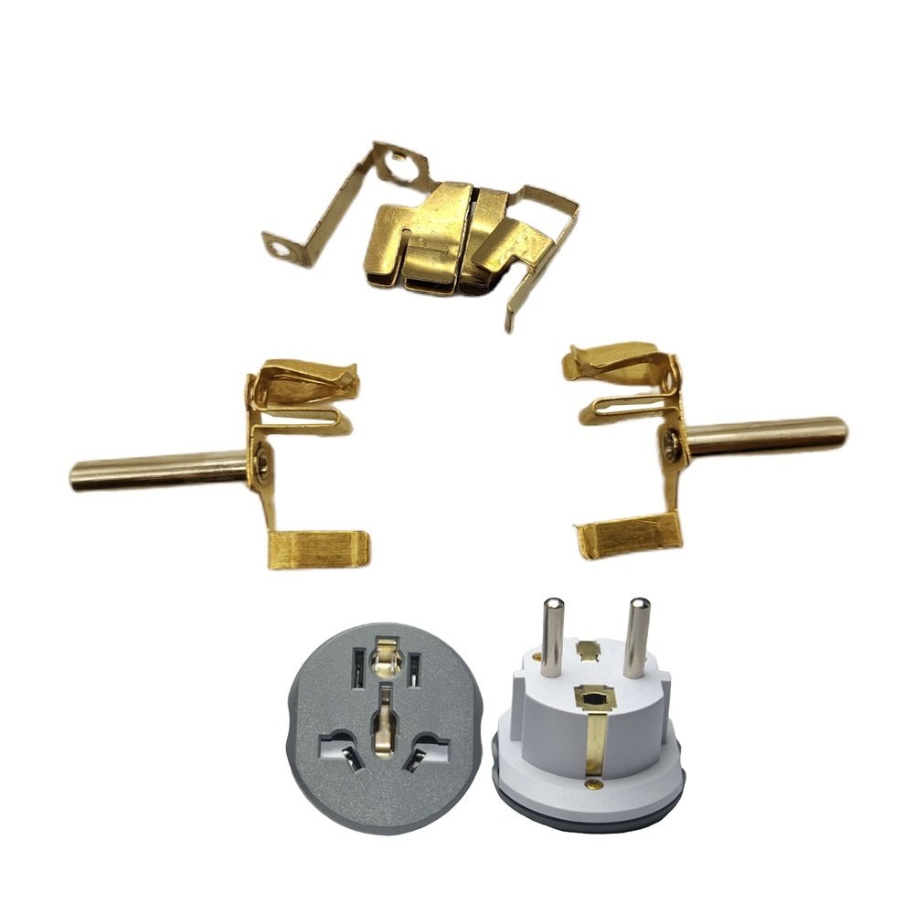 Universal Euro Accessories Electric Power Stamping Part Power Socket Brass Part For Adaptor Socket And Plug