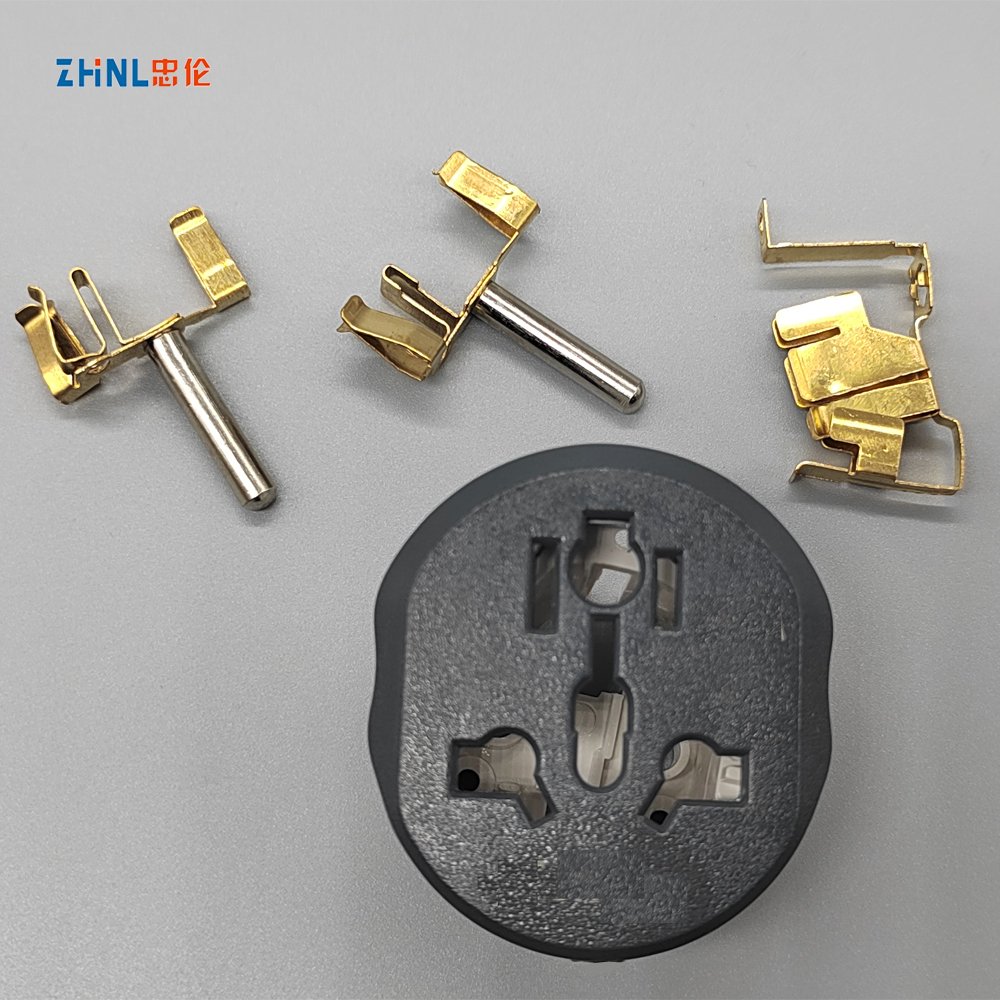 Universal Euro Accessories Electric Power Stamping Part Power Socket Brass Part For Adaptor Socket And Plug