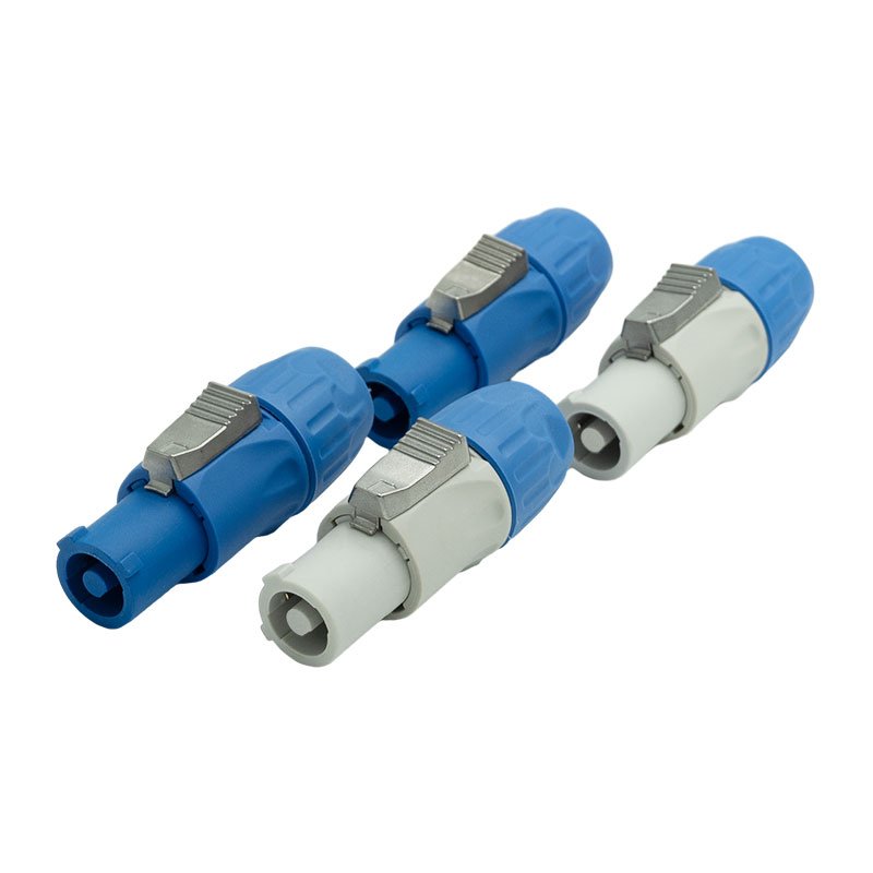 PRATT Blue Flame retardant Locking 3 Pole Audio Powercon Plug