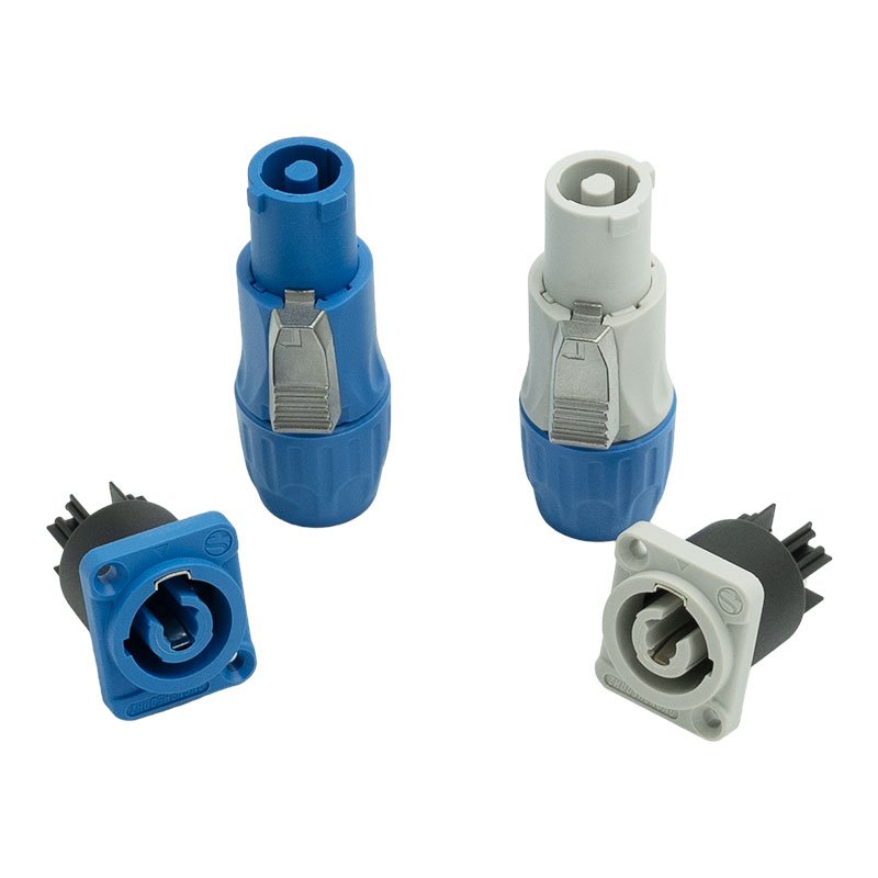 PRATT Blue Flame retardant Locking 3 Pole Audio Powercon Plug