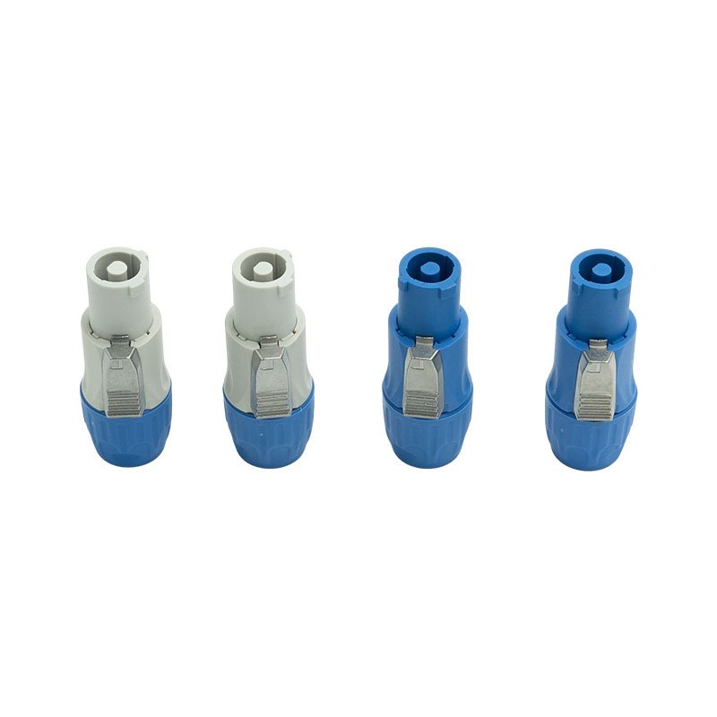 PRATT Blue Flame retardant Locking 3 Pole Audio Powercon Plug