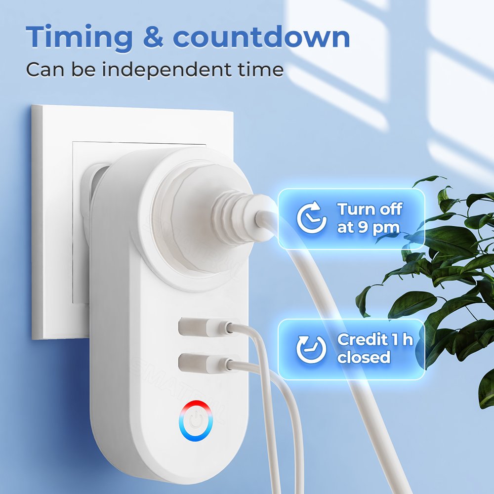 SMATRUL UK Plug 16A Outlet Adapter Voice Smart Life App Electrical For Google Home Alexa Yandex Alice Tuya Wifi Smart USB Socket