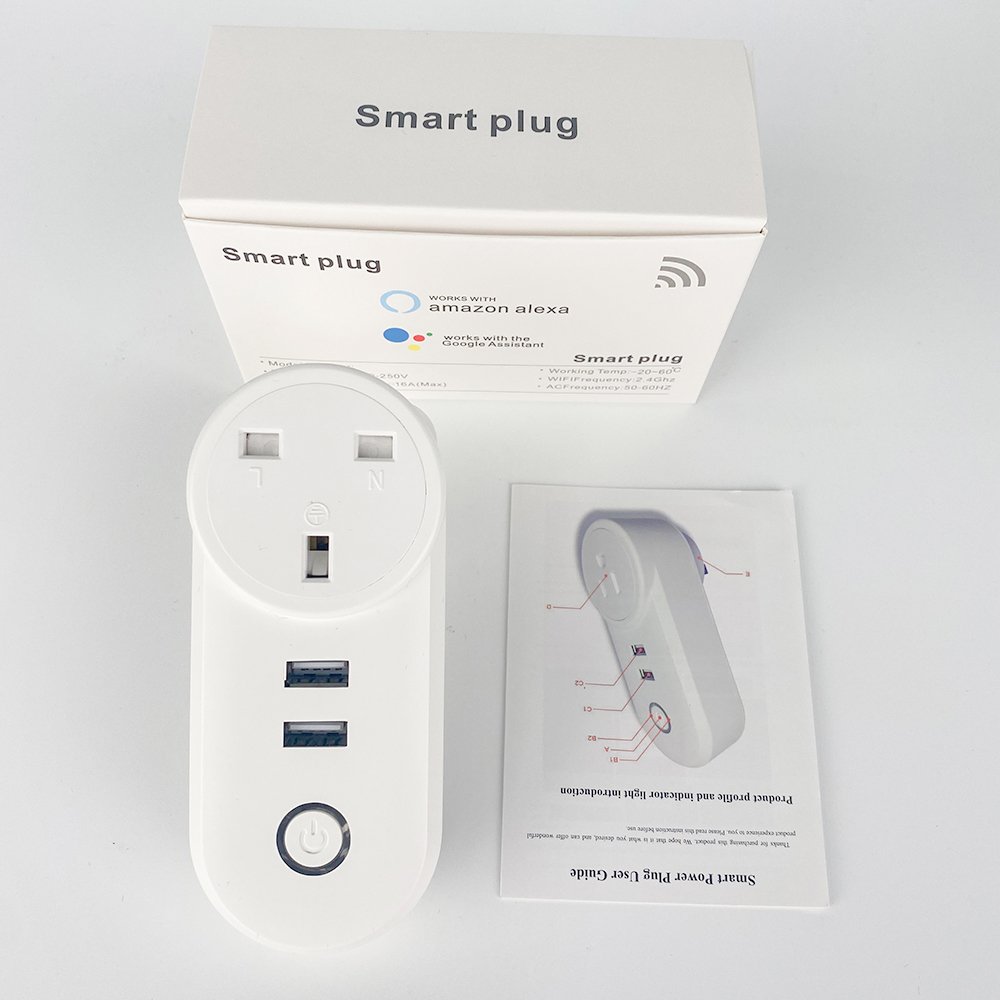 SMATRUL UK Plug 16A Outlet Adapter Voice Smart Life App Electrical For Google Home Alexa Yandex Alice Tuya Wifi Smart USB Socket