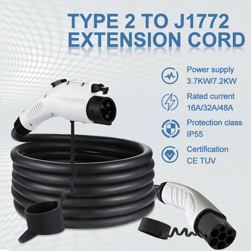 Ev Charging Cable Charger Adapter Type2 Type1 Extension Cord type2 to Sae J1772 Ev Plug With Socket