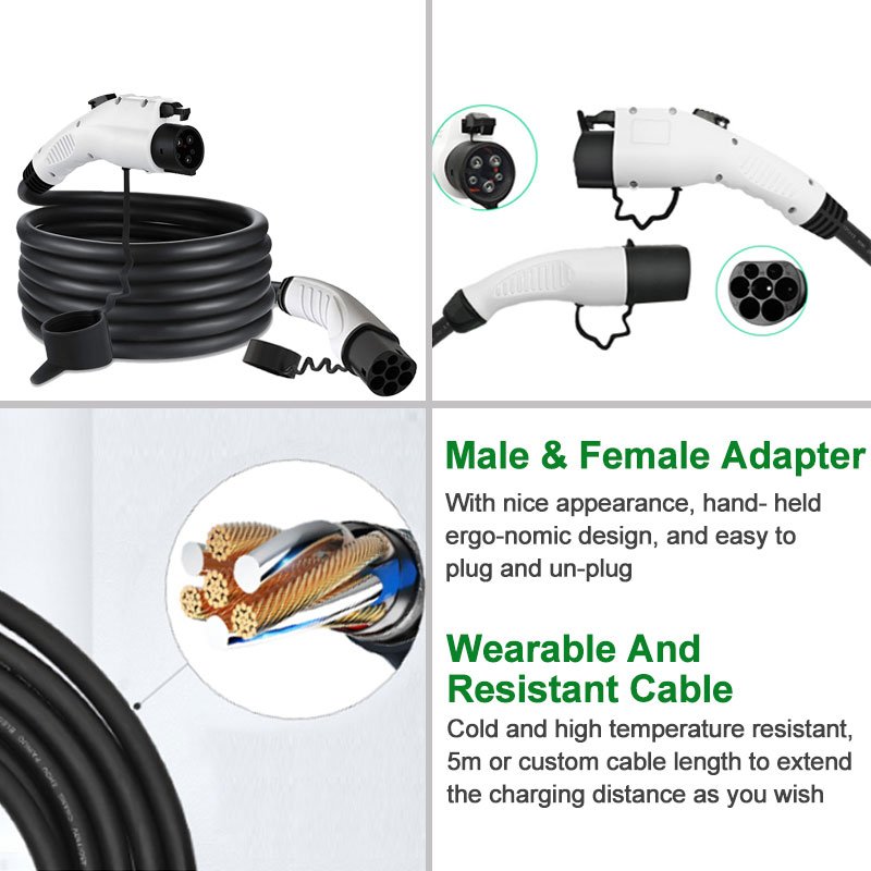 Ev Charging Cable Charger Adapter Type2 Type1 Extension Cord type2 to Sae J1772 Ev Plug With Socket