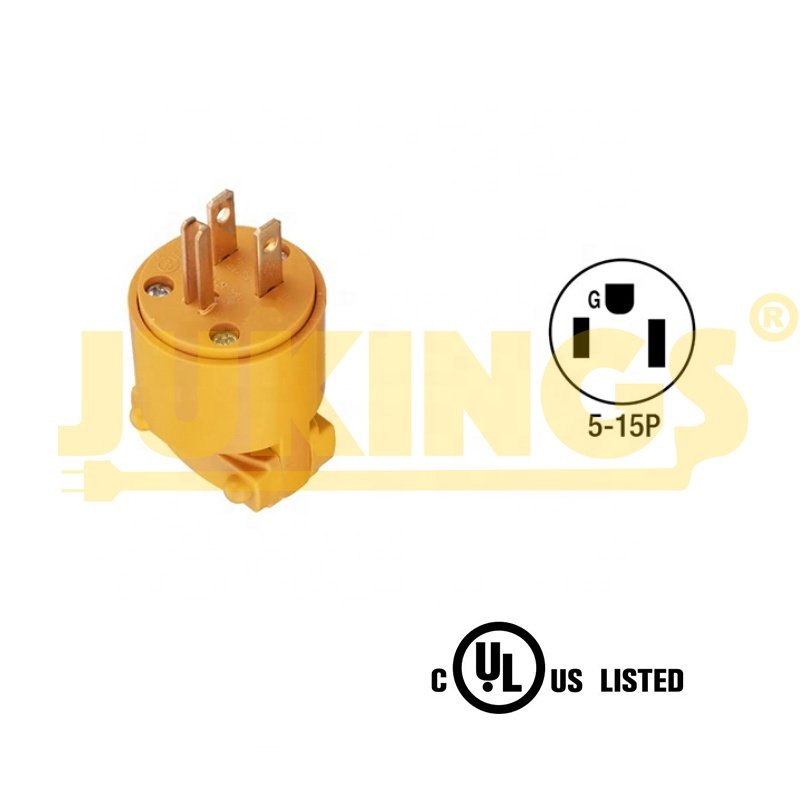 15 Amp Replacement Plug/Connector Set, 125 Volt NEMA 5-15P Straight Blade Plug Grounding Type/CUL listed
