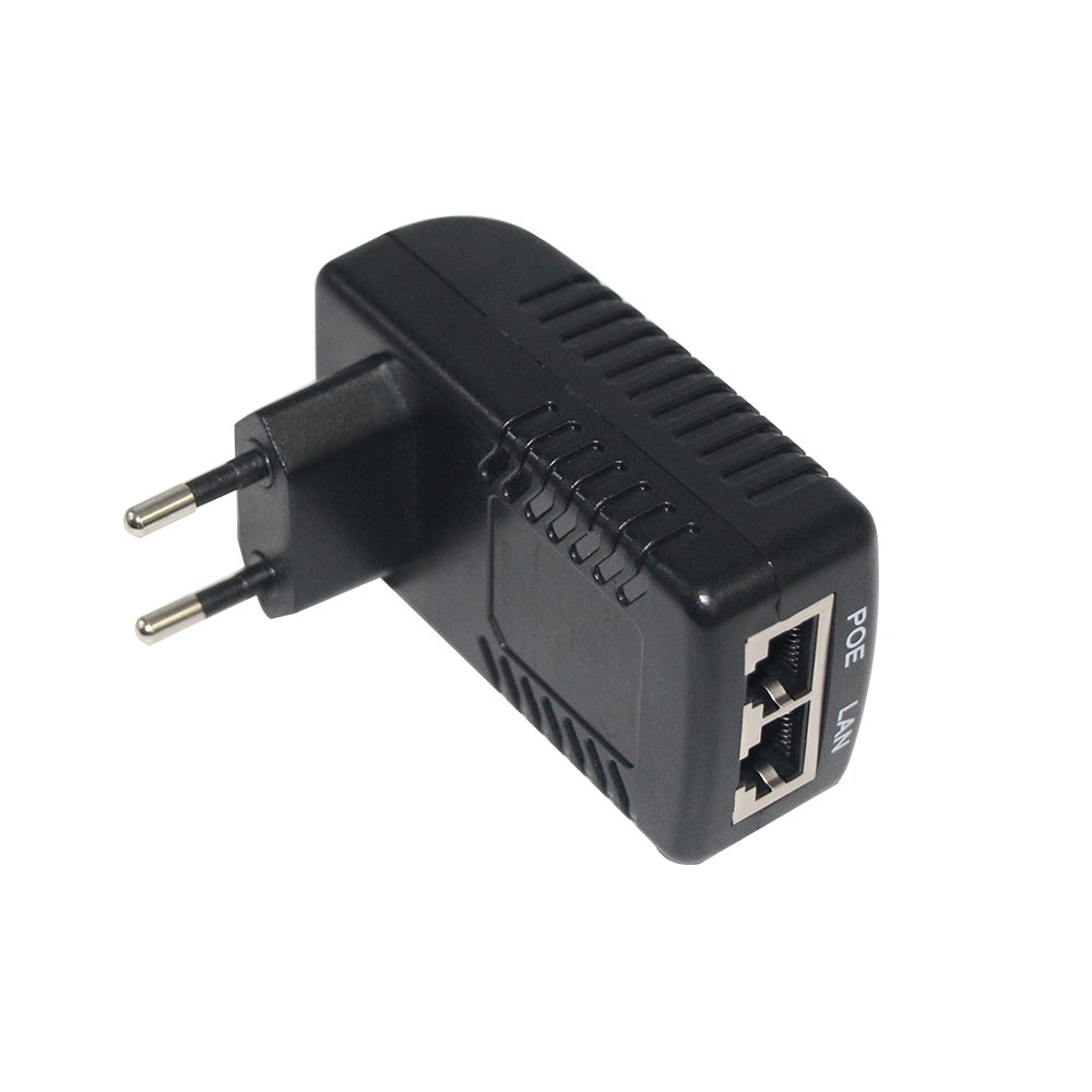 220V Wall Plug Ethernet Rj45 Injector 56V 24V 12V Powerline Dc Over 48V 0.5A Poe Power Adapter