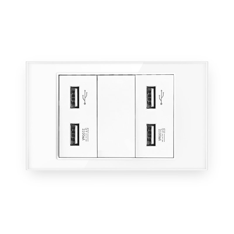 USB Household Wall Power Socket 20A Glass Panel Multi-Combination Button Plug Socket