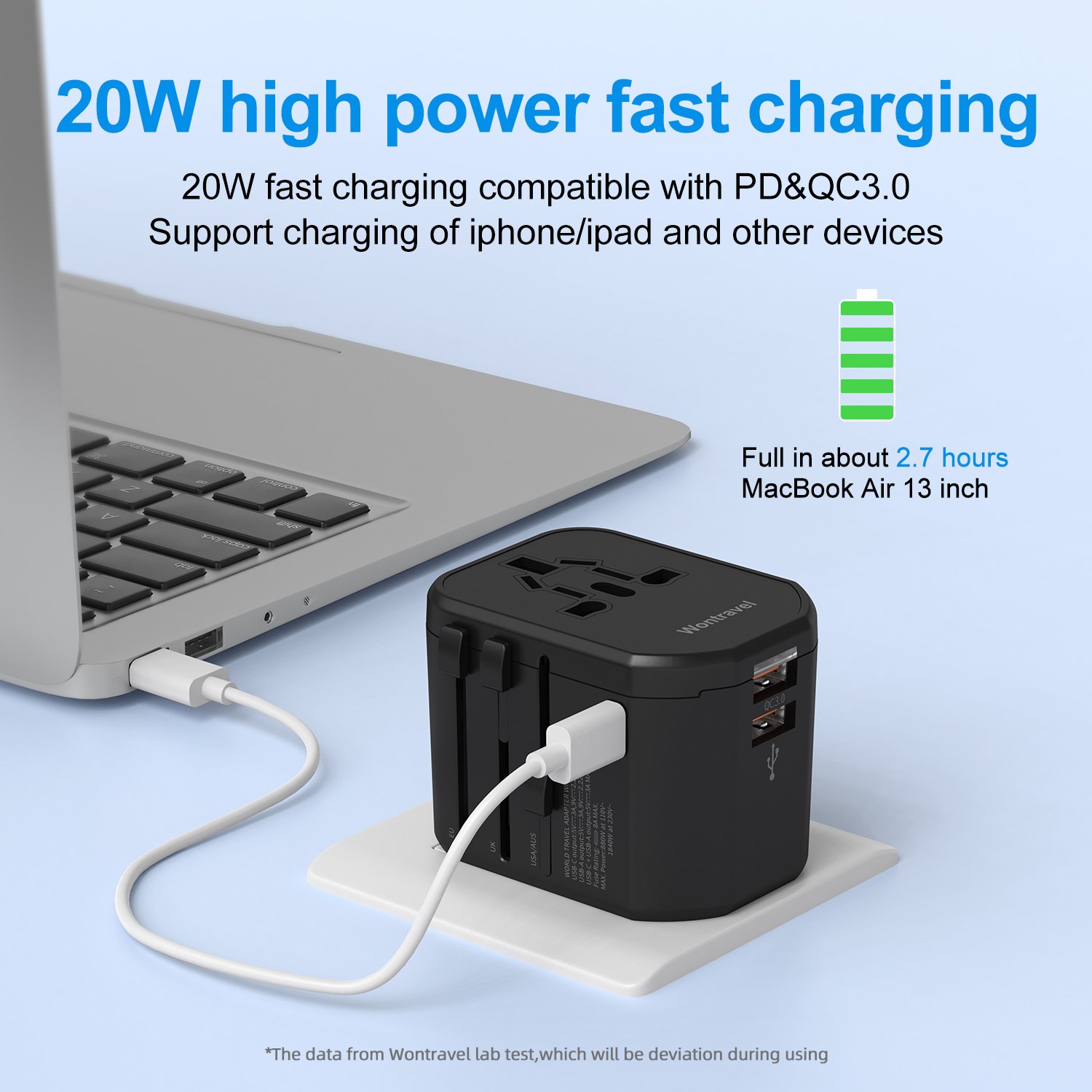 Wontravel International Travel Fast Charger Power Adapter European Plug Converter Worldwide Universal Travel Plug