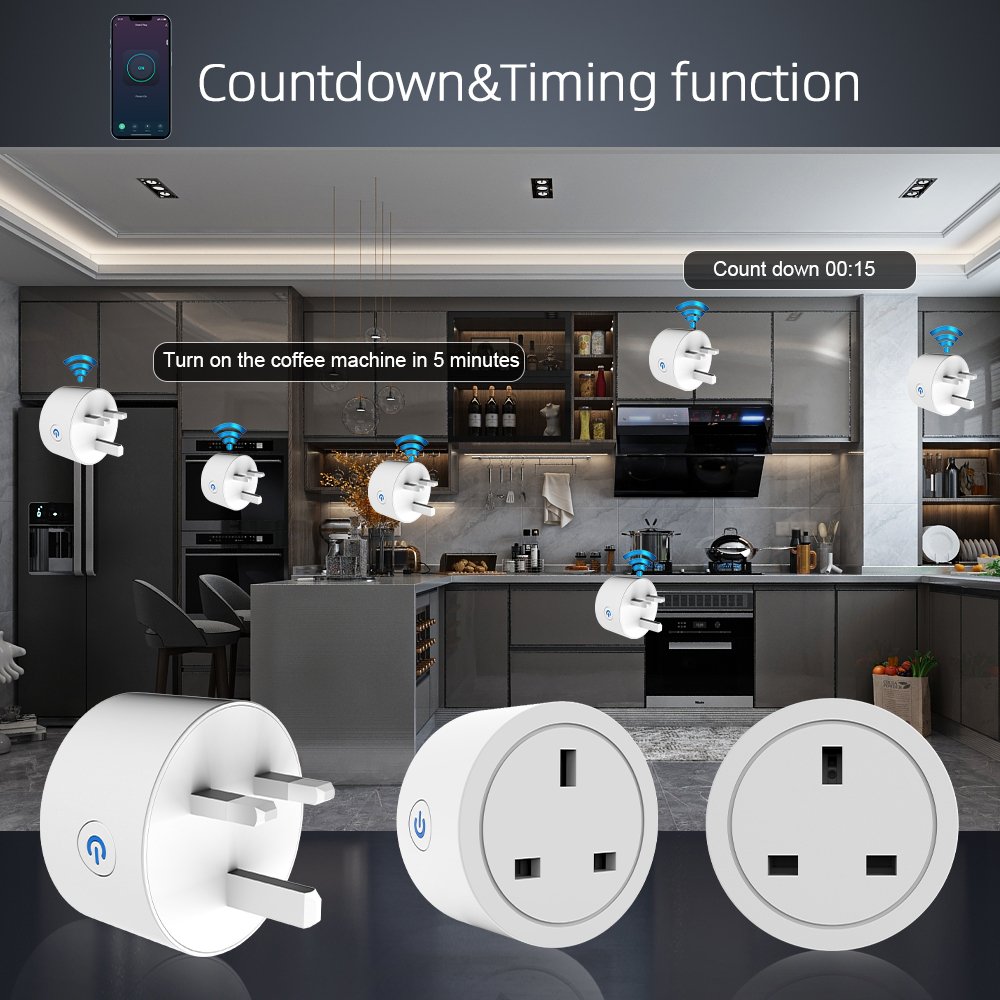 Tuya Bluetooth wifi Smart Socket UK Plug,Home remote intelligent monitoring plug,16/20A with Power Monitor,Google home Alexa