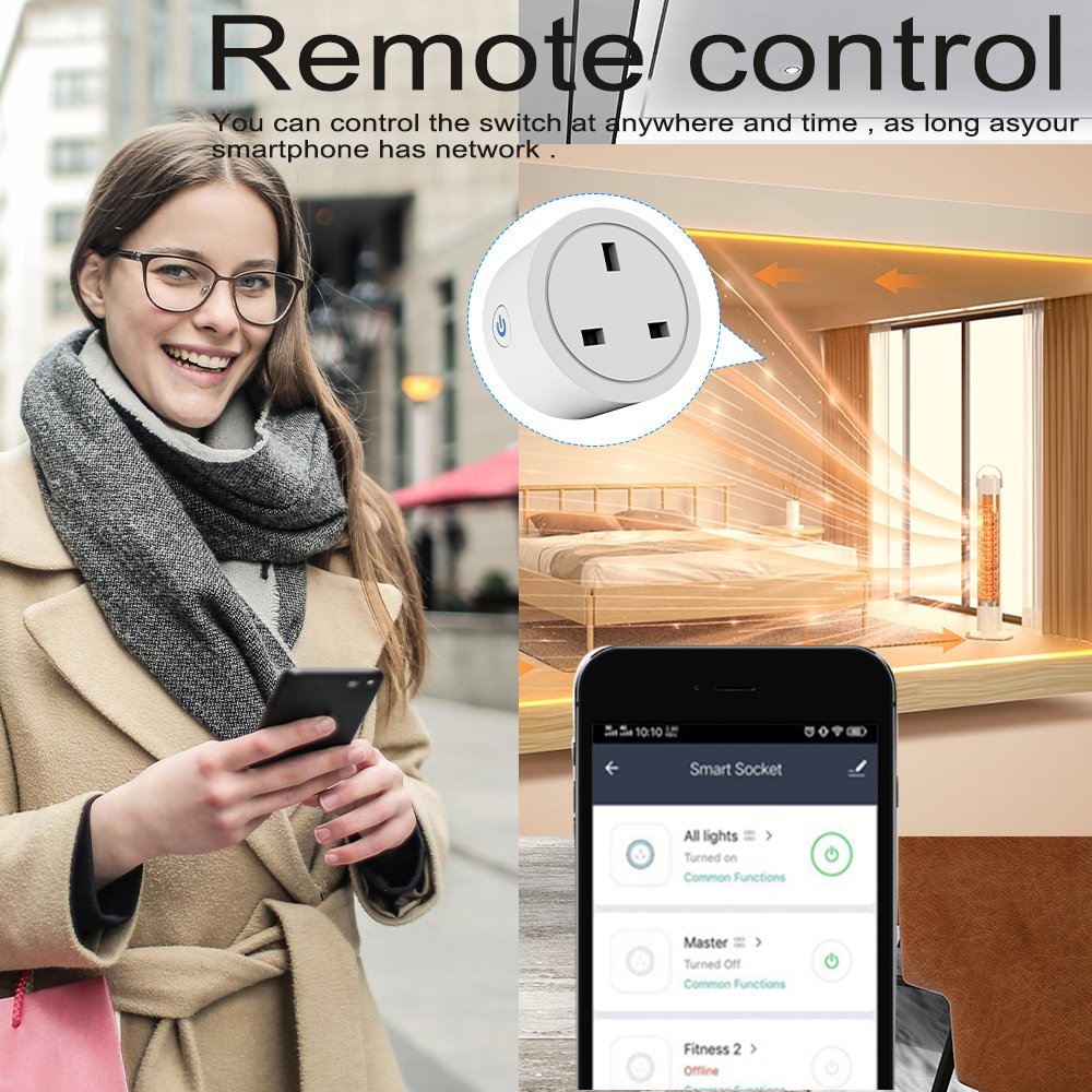 Tuya Bluetooth wifi Smart Socket UK Plug,Home remote intelligent monitoring plug,16/20A with Power Monitor,Google home Alexa