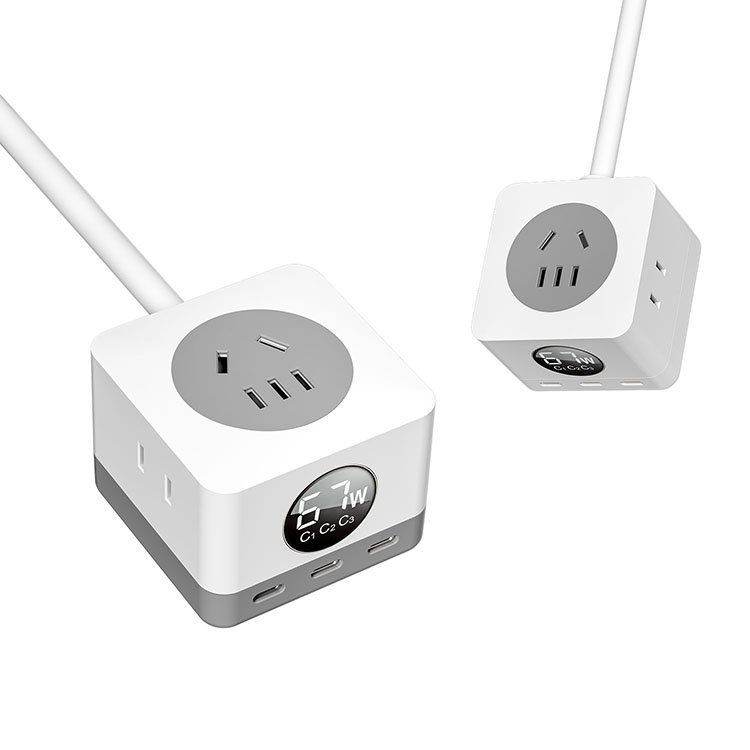 3 AC TYPE C Eu Kc 1875W 67W Plug Socket Desktop Pd Universal Extension Usb Ports Gan Charger Smart Surge Protector Power Strip