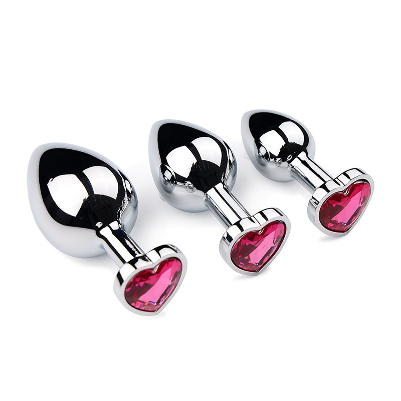 3 Sizes Heart Shape Aluminum Anal Plug Expander Erotic Butt Plug Toy