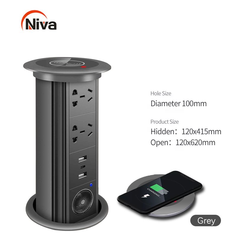 multi plug extension socket adapter with 2 usb of pop up socket for black