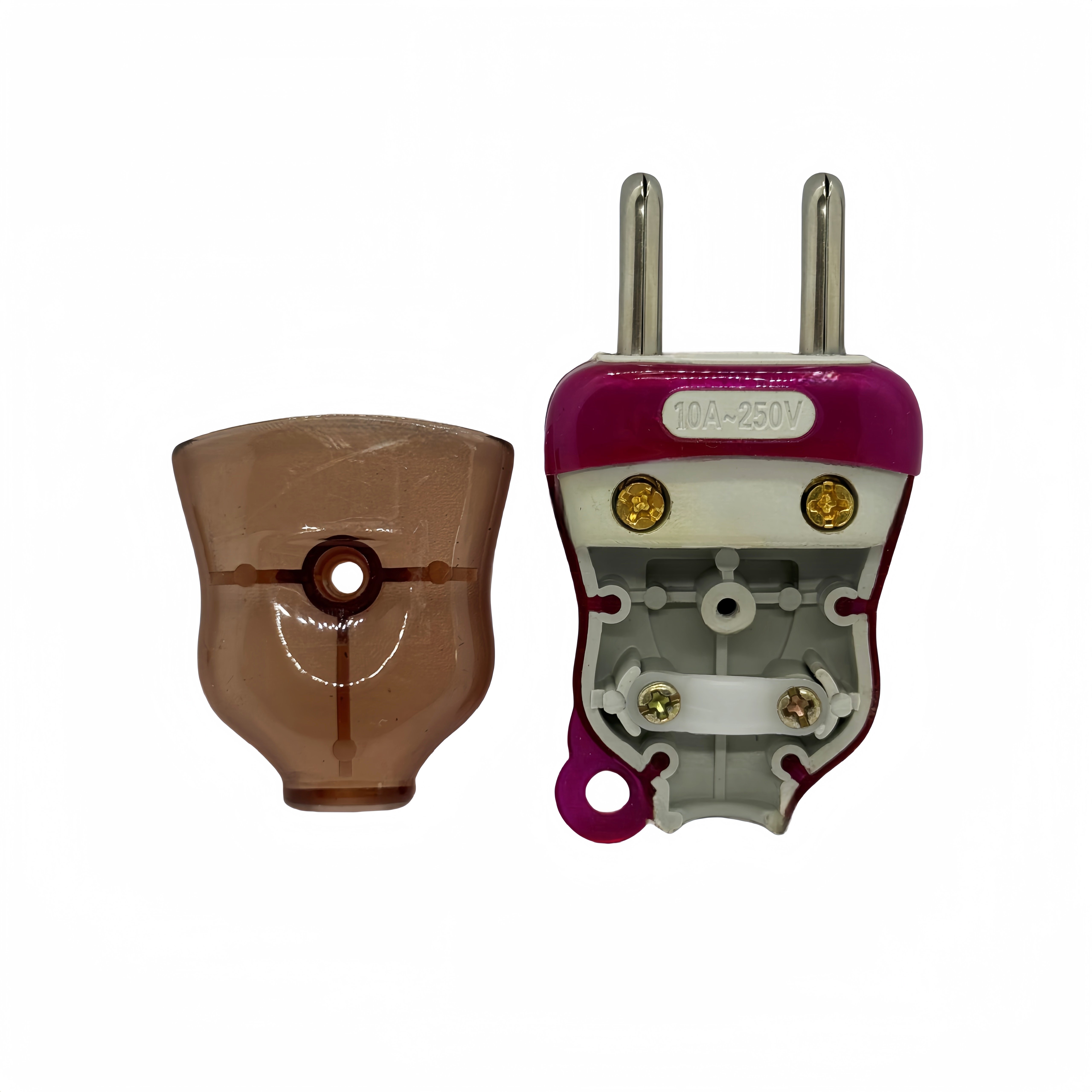 Factory direct Transparent Plastic Pear shaped EU standard 10A 250V Plugs for accessing wires