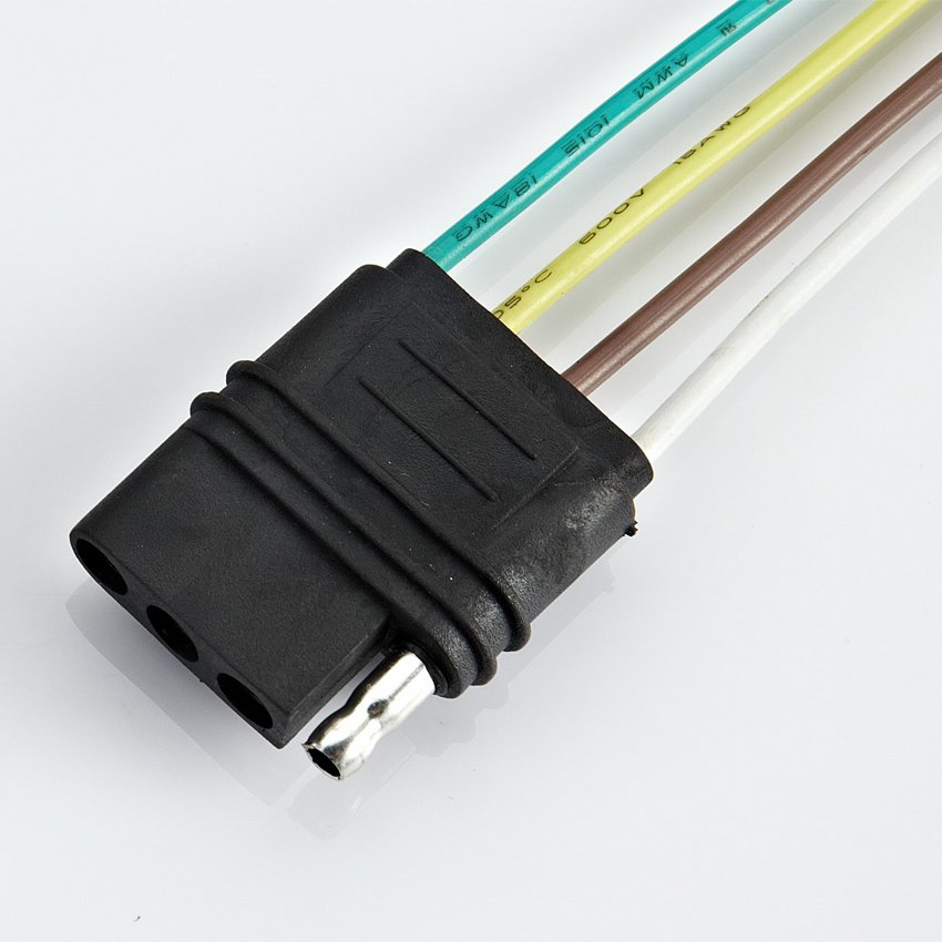 4 Pin Flat Plug 18awg Trailer Wiring Harness Universal 4 Way Flat Adapter for LED Tailgate Light Bar and Trailer Lights