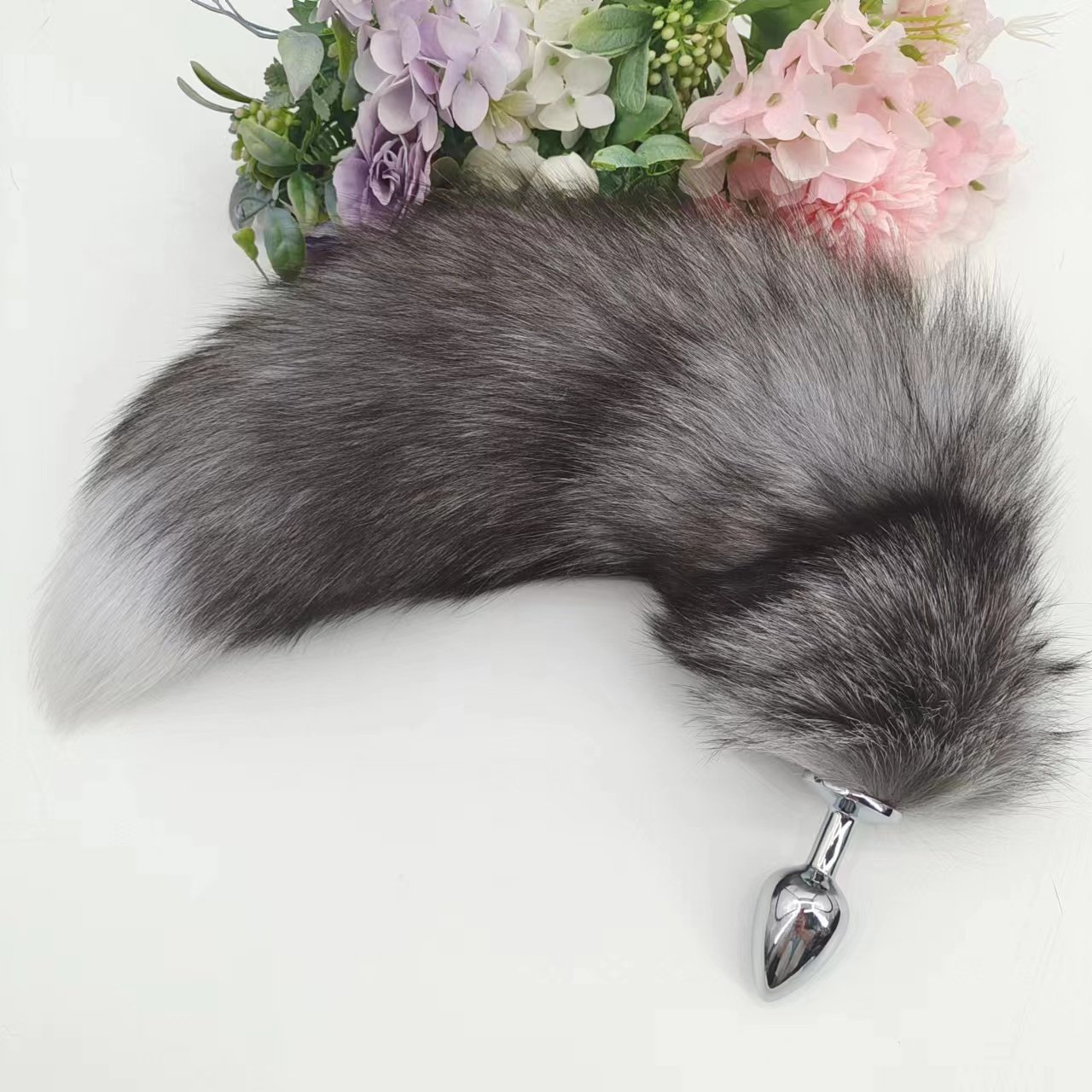 2023Wholesale Real Fox tail 35-40cm fluffy animal hair anal plug tail sex products for men and women