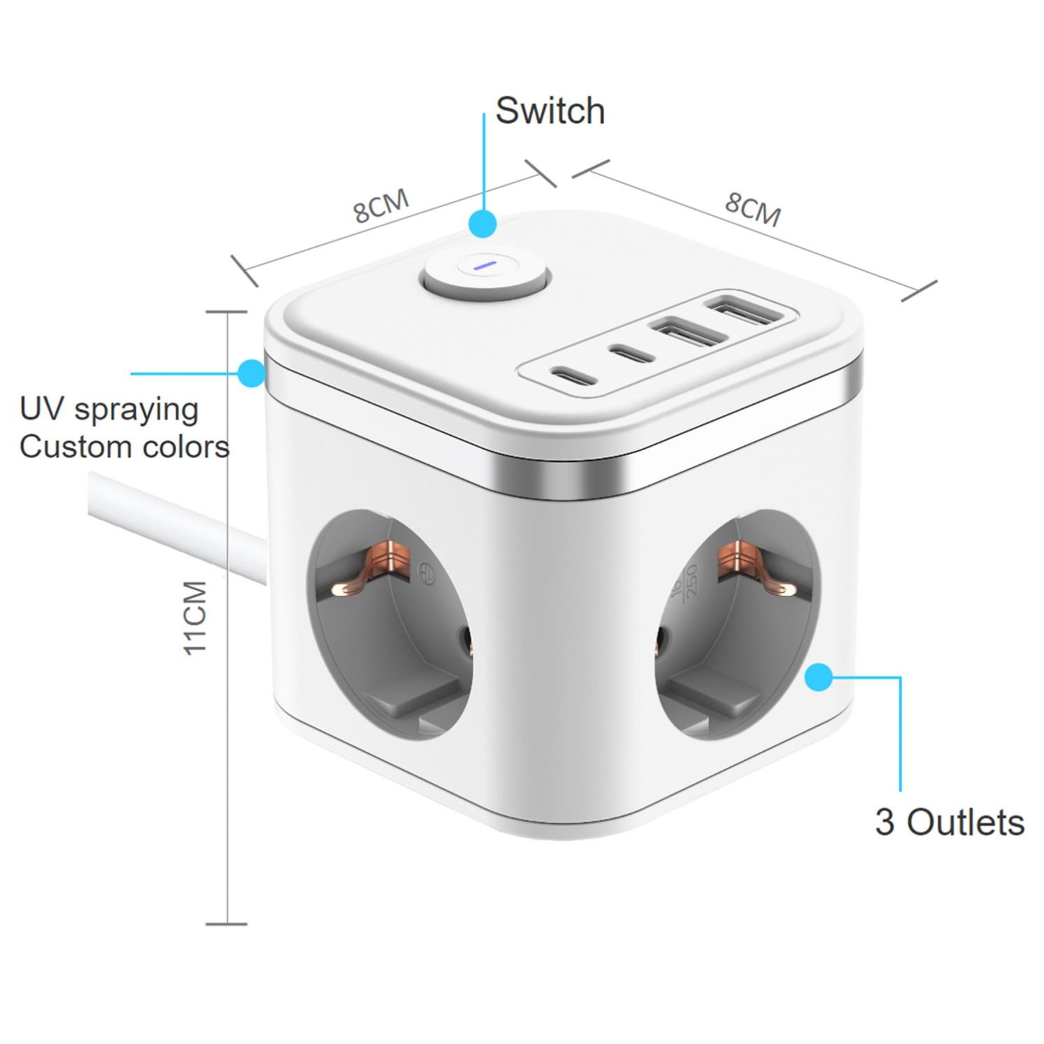 High Quality Smart Power Extension Socket Plug With Usb Port Power Strip EU FR Plug Surge Protector