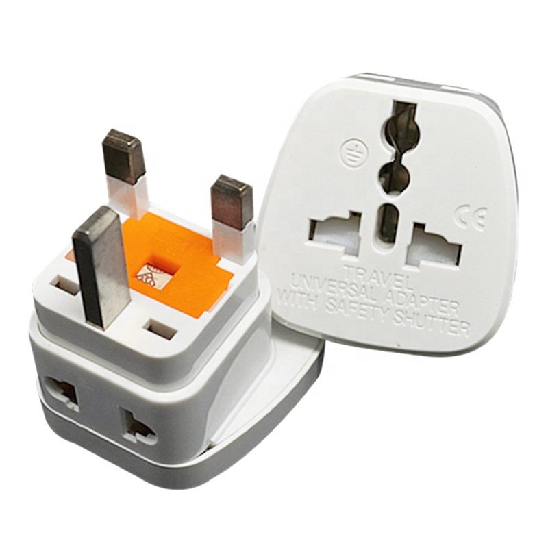 Universal 3 Pin UK Tourist Travel Adaptor US AU EU France Germany Japan World to UK with 13A Fuse Plug Converter
