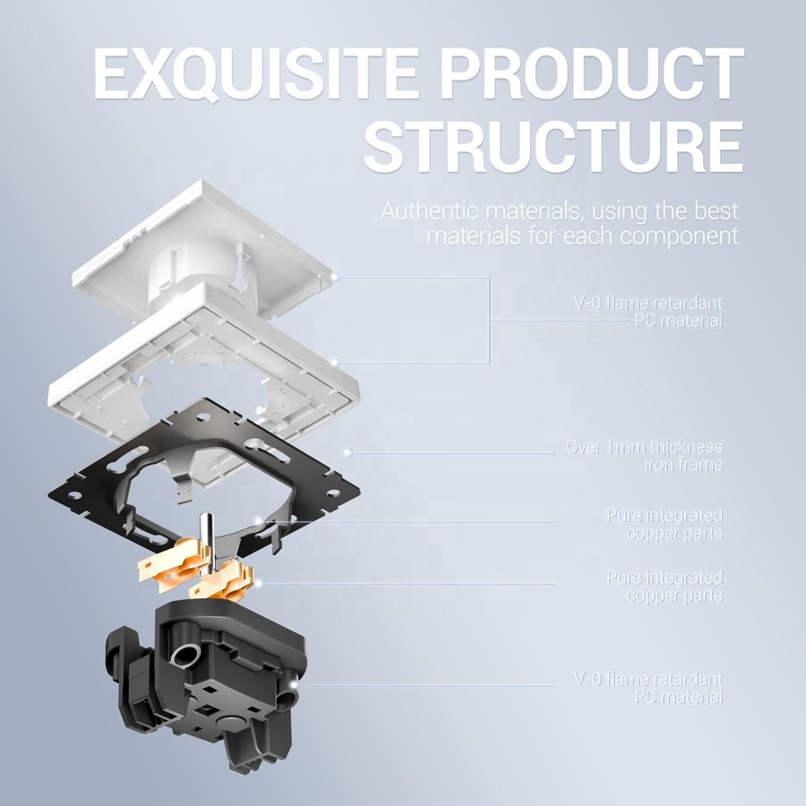 250V 16A 2P+T Electrical Power Plugs And Sockets Z Series Fashion Design Decorate French Socket With Grounding