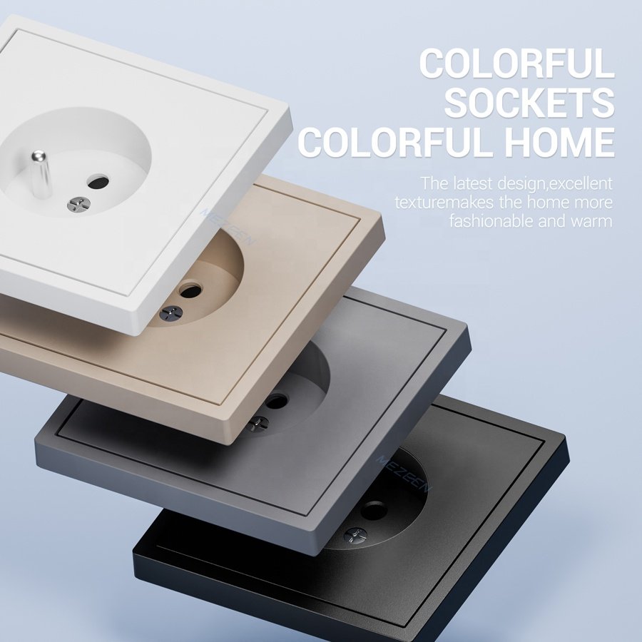250V 16A 2P+T Electrical Power Plugs And Sockets Z Series Fashion Design Decorate French Socket With Grounding