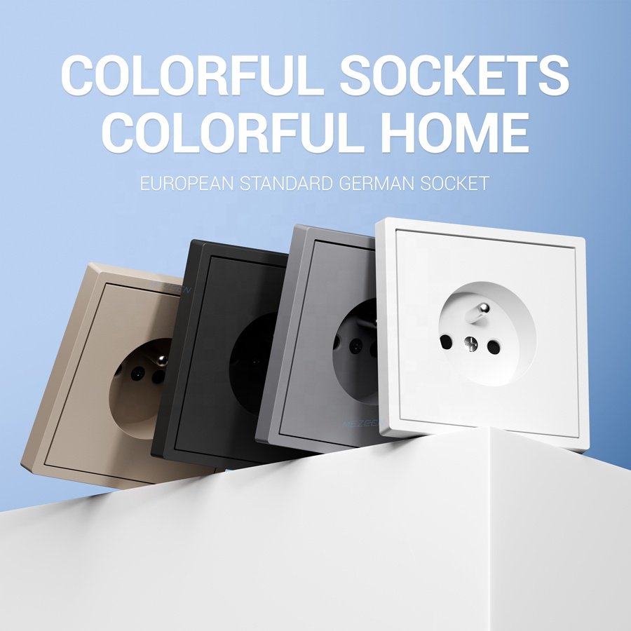 250V 16A 2P+T Electrical Power Plugs And Sockets Z Series Fashion Design Decorate French Socket With Grounding