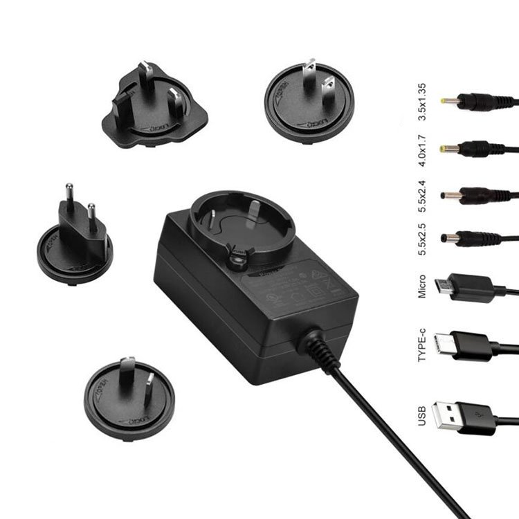 Interchangeable Plug Adapter 12V 2A Power Supply 12 Volt 2 Amp US EU UK AU Wall 24W AC DC Charger Adaptor