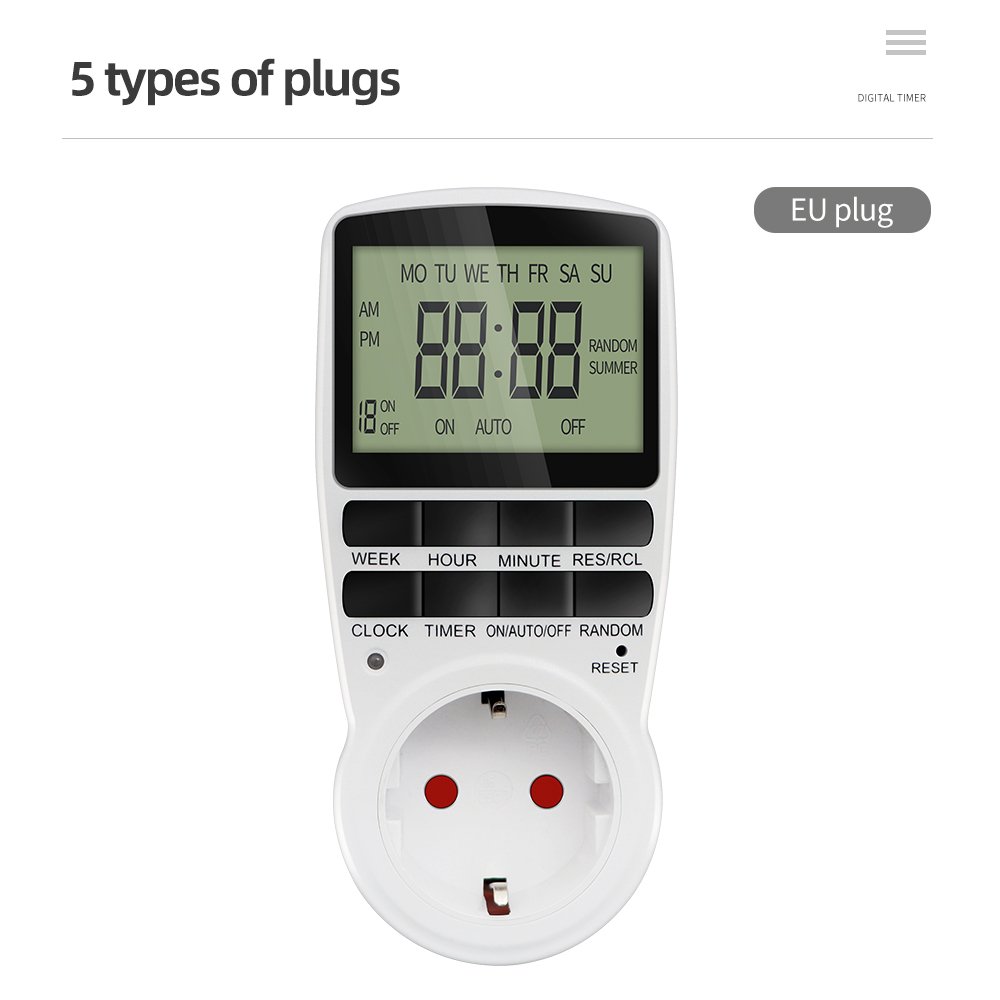 Digital Timer Switch Electronic 12/24 Hour Programmable Timing Socket EU UK US AU FR Plug Outlet Kitchen Appliance Time Control