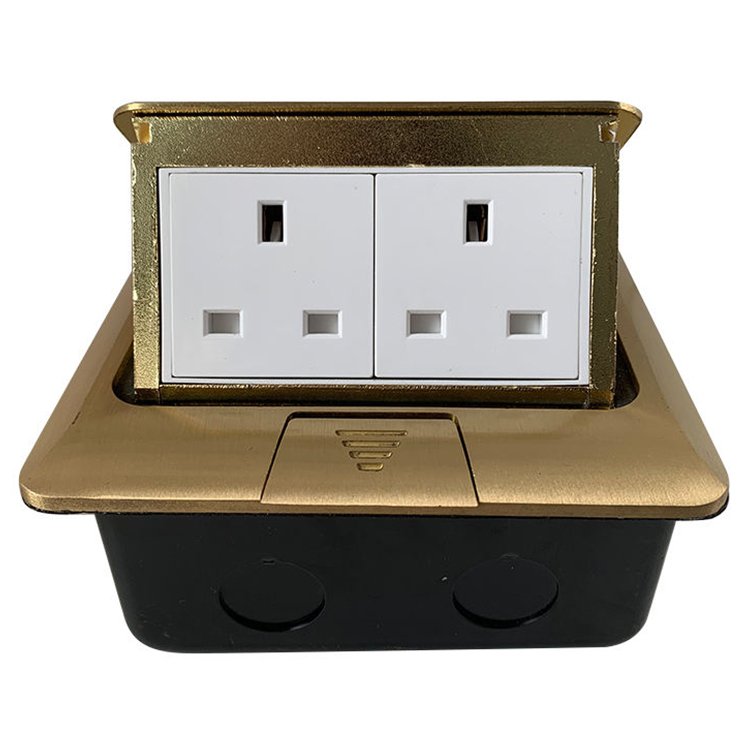 VNX Water Proof UK Standard Motorized Pop up Socket Full Copper Electrical Floor Deskctop 2Gang13A Socket