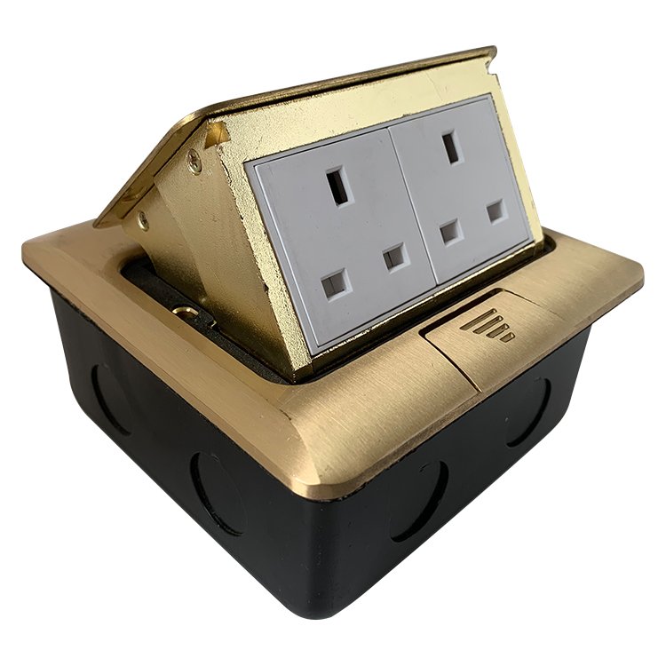 VNX Water Proof UK Standard Motorized Pop up Socket Full Copper Electrical Floor Deskctop 2Gang13A Socket