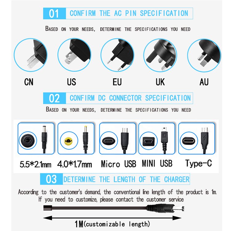 wholesale factory Electronic Products Power Adapter portable professional manufacturer EU UK AU US plug Power Adapter