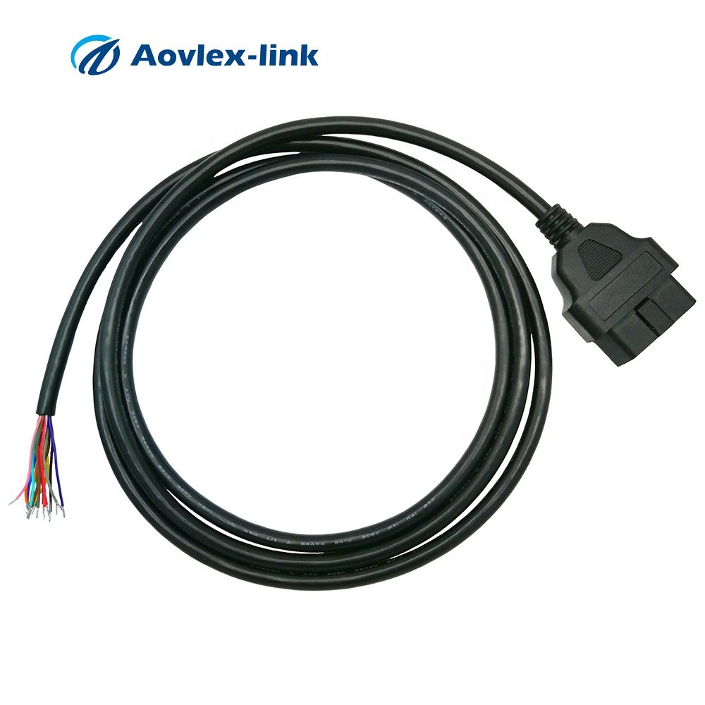 16 Pin J1962 OBD2 OBD-II Male Connector to Open Plug Wire OBD Diagnostic Extension pigtail Cable