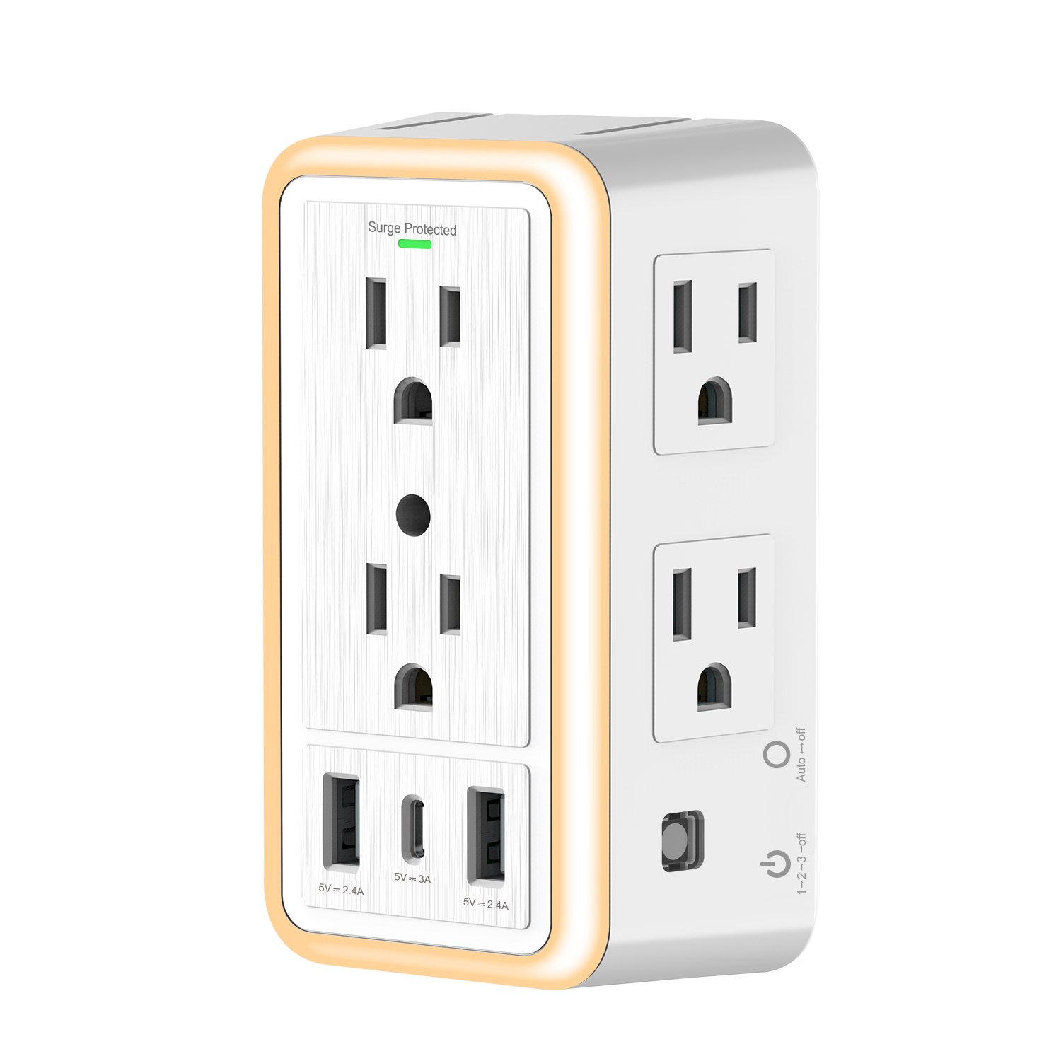 US Japan Socket Smart Plug 6 AC Plug Extender 3 USB Ports Surge Protector Night Light Wall Adapter Charge Multi Outlet Extender