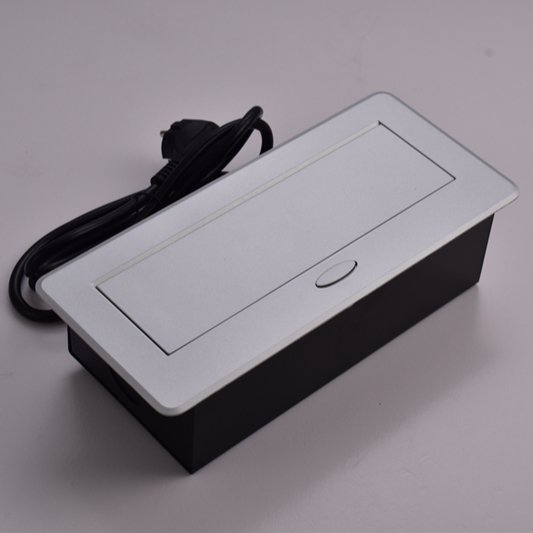 Zinc Alloy Office Meeting Table Tabletop Outlet Socket With 1.5m Wires And 4 Plugs Pop Up Desk Power Socket