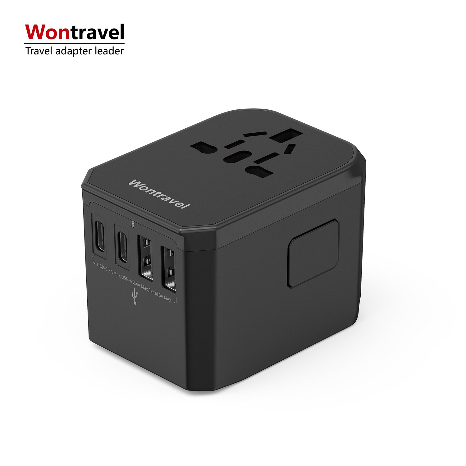 Wontravel OEM ODM 2 USB 3 Type-C Multi Travel Adaptor Wall Plug Socket Universal Travel Plug Adapter