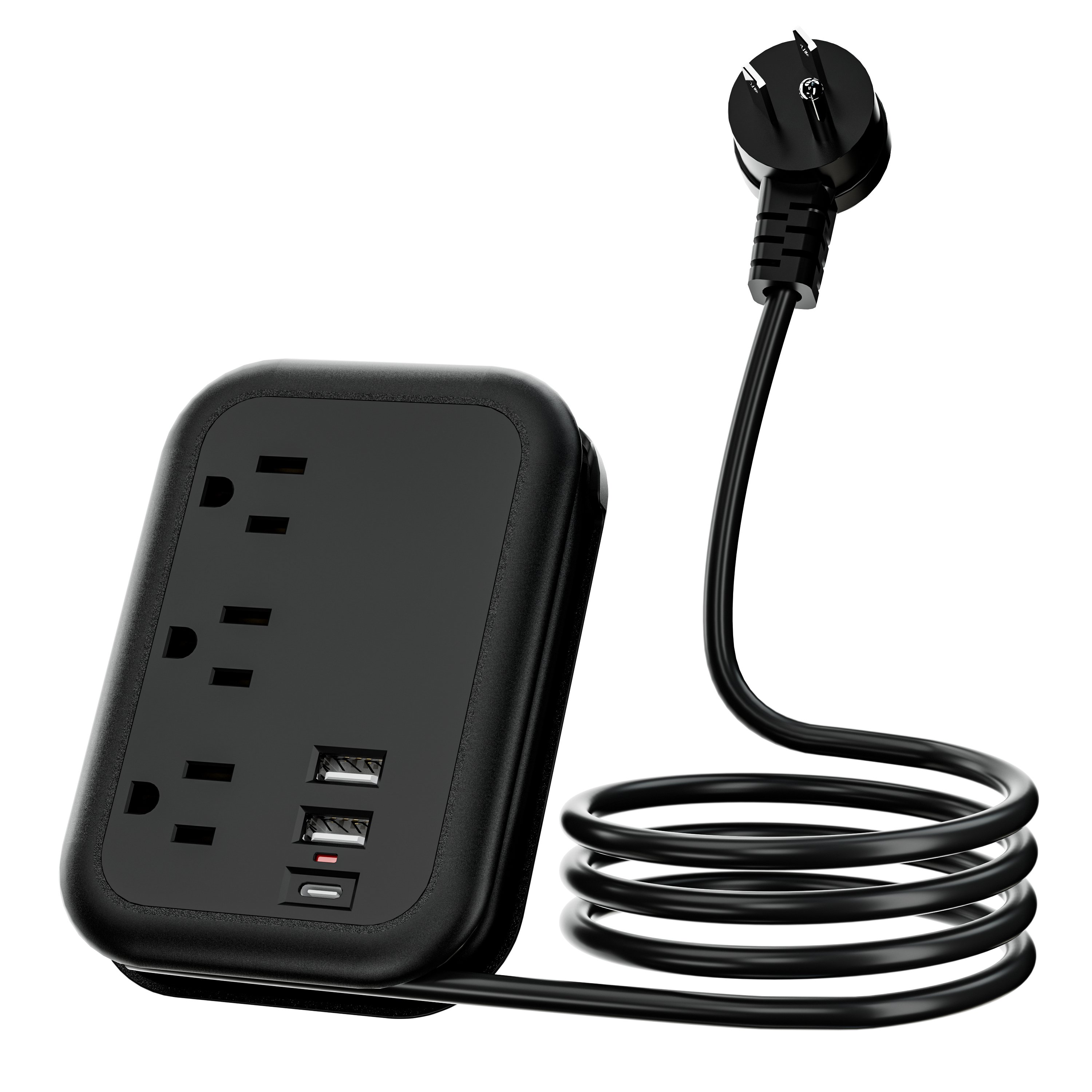 Hot Selling 3 way 2 USB Ports1 Type-c Extension Lead Power Strip Travel Adapter Plug Socket