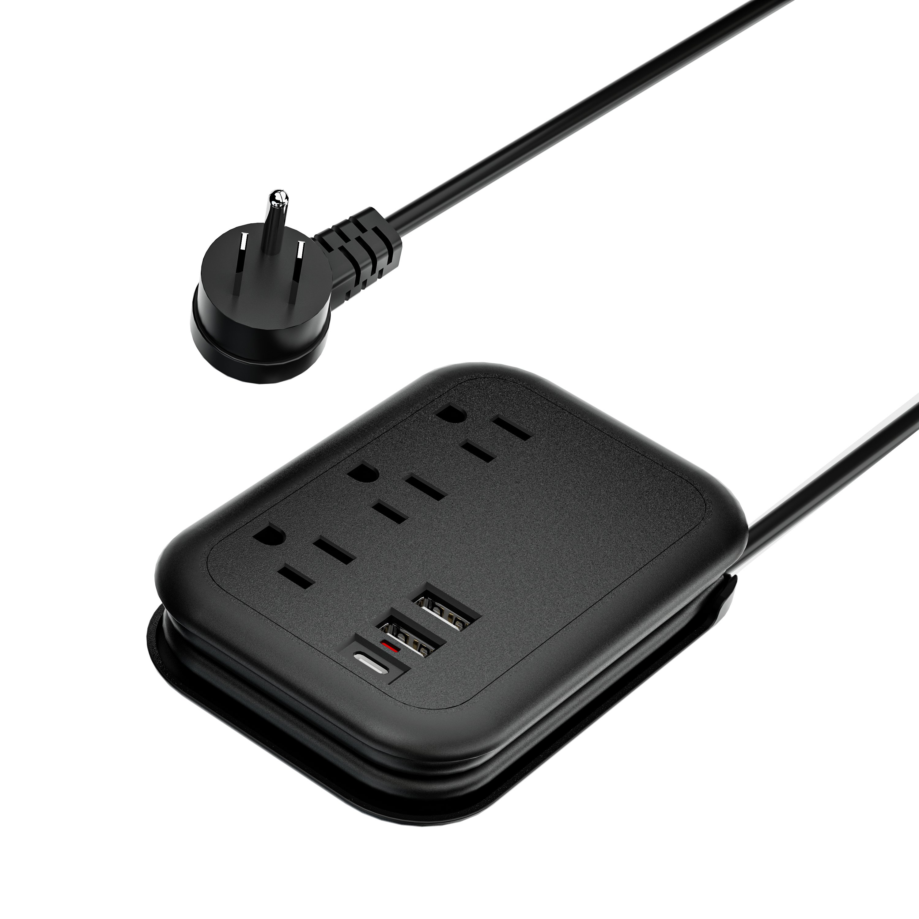 Hot Selling 3 way 2 USB Ports1 Type-c Extension Lead Power Strip Travel Adapter Plug Socket