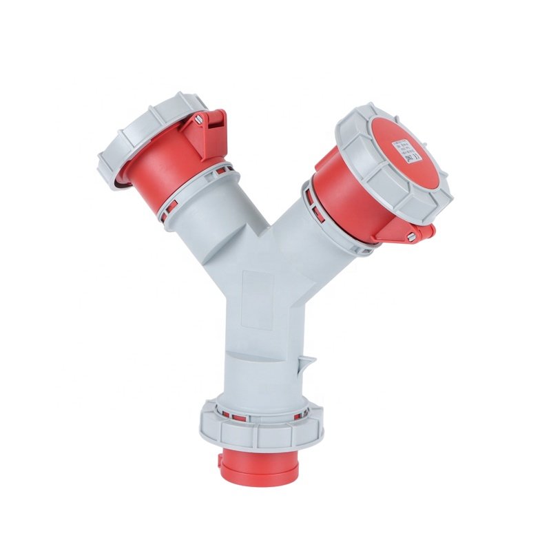 IP67 One Input Two Output Industrial Y Socket 32A 5 Pin 2 Way Industrial Adapter