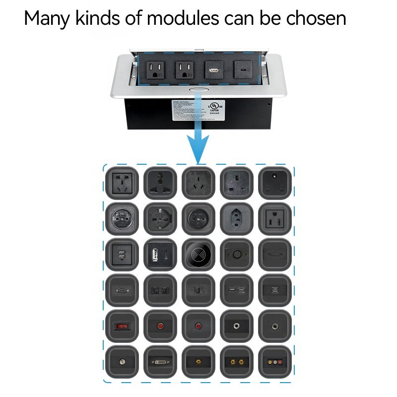 Table Top Power Socket US multifunctional desktop pop up socket 1 USA Plugs 1 USB A+C for office furniture
