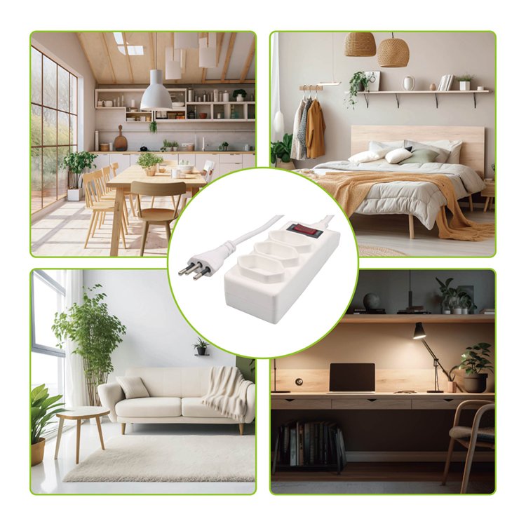 Brazilian Multi-socket Power Strip with 3 Way Outlet Switch and Fuse Socket Electrical Plug & Sockets Product
