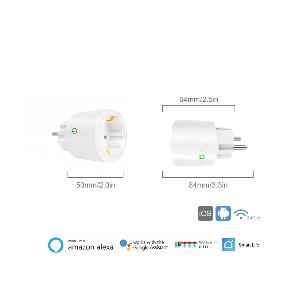 Glomarket Smart Tuya Wifi Plug EU Standard App Remote Control Wifi Socket Smart Power Plug With Google&Alexa