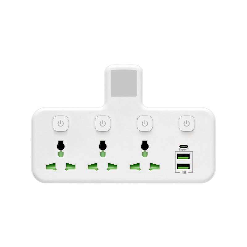 American standard power socket extension with USB night lamp 3 switch high quality 3 pins 10A-16A white plug socket