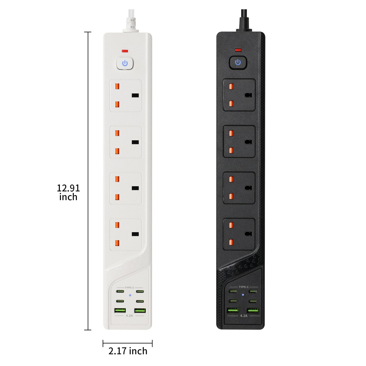 4 Way UK Standard Electrical Extension Socket 4 Outlets Waterproof Multi-Function Power Socket 10A 250V 3000WRated Customizable