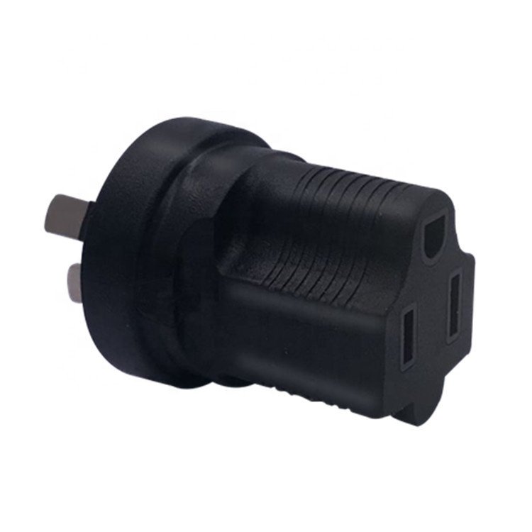 Black PDU UPS 10A Argentina Australia China New Zealand Power Plug to US Nema 5-15R AC Socket Adapter Type I Connector