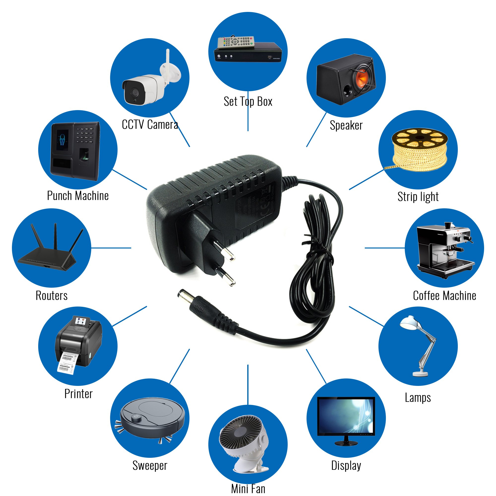 5v 9v 12v 15v 19v 24v 0.5a 1a 1.5a 2a 2.5a 3a 3.5a Power Supply Eu plug 12v 2a Power Adapter