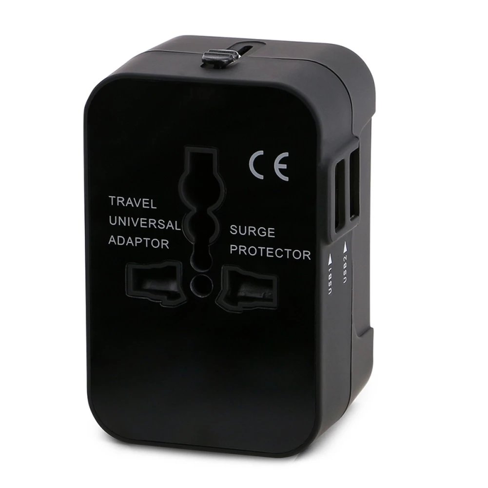 All-in-One Universal AC Power Plug Adapter with Dual USB Sockets Travel Adapter Worldwide Wall Charger US Standard