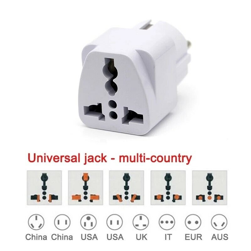 Schuko Germany France Travel Power Adapter, Grounded European Plug - Type E/F, USA to Europe Eu Travel Adapter