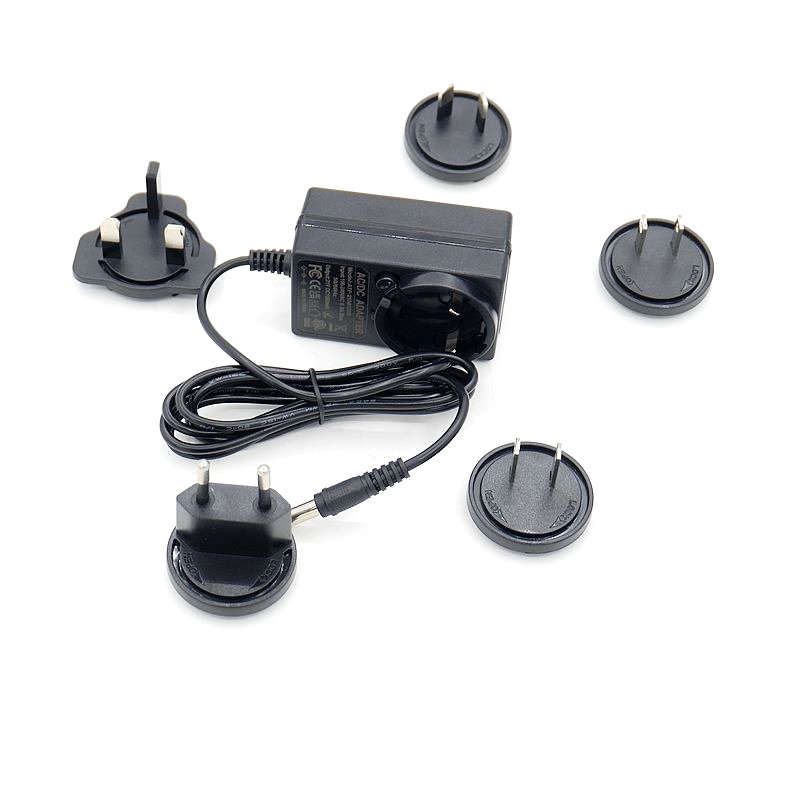 12VDC 1A 12W interchangeable plug power mains ac adapter charger with EU UK US AU plug