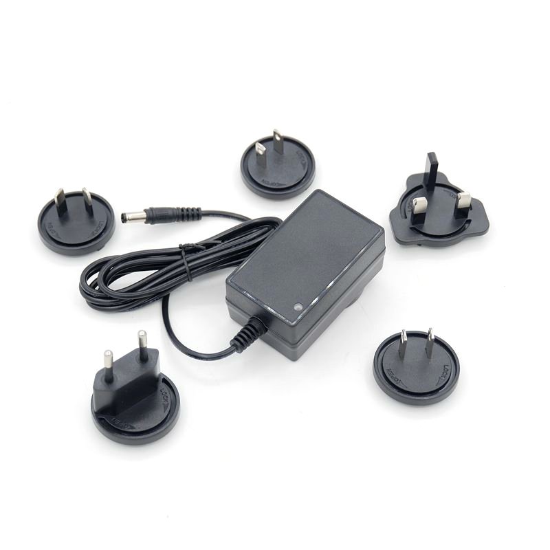 12VDC 1A 12W interchangeable plug power mains ac adapter charger with EU UK US AU plug